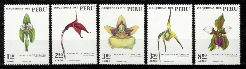 Peru stamps year 1973 Flowers, Orchids set