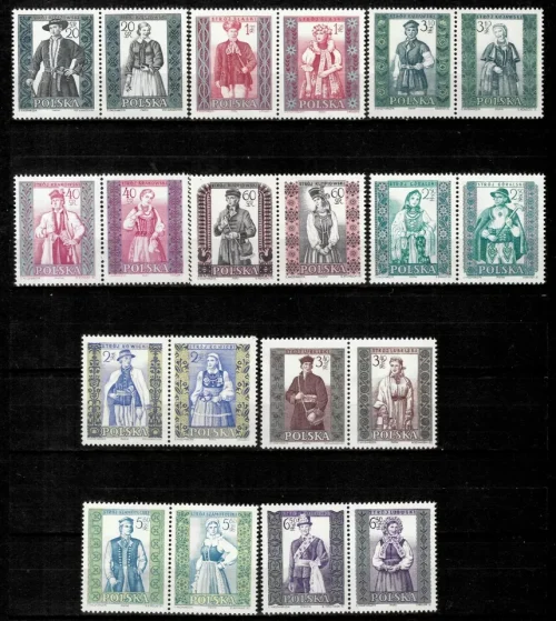 Poland postage stamps year 1959 Regional National Folk Costumes