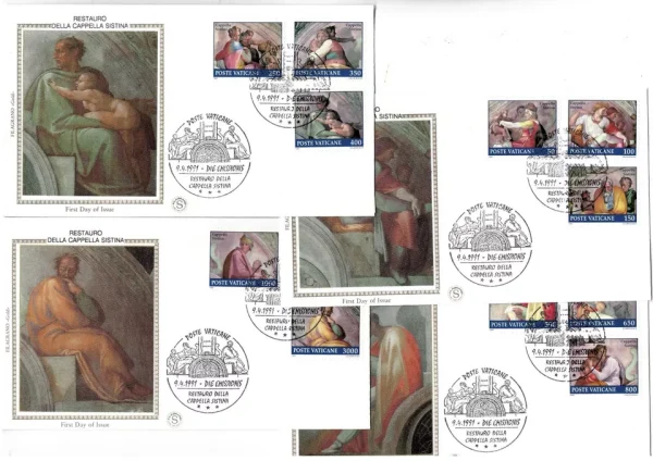 Postal History Vatican City year 1986 Restoration of the Sixtin Chapel FDC set