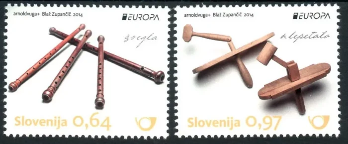 Slovenia postage stamps 2014 Europa CEPT folk musical instruments