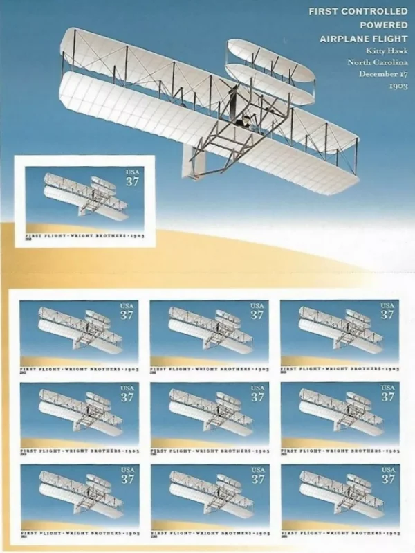 United States stamps year 2003 Aviation Airplanes, Wright Brothers - First Flight