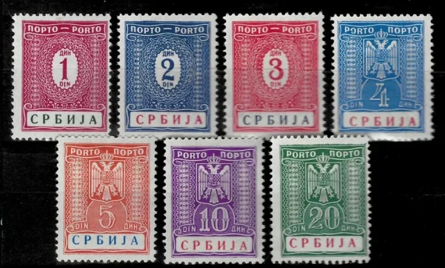 WWII Serbia German occupation year 1942 Porto stamps set