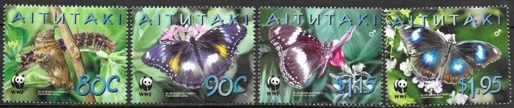 Aitutaki postage stamps year 2008 Fauna-Butterflies