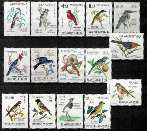 Argentina postage stamps 1961 - 1974 Fauna Birds