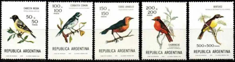 Argentina postage stamps year 1978 Fauna - Birds set