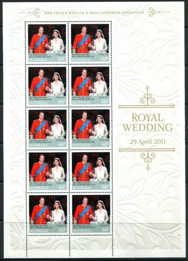 Australia postage stamps year 2011 Royal Wedding Miniature Sheet