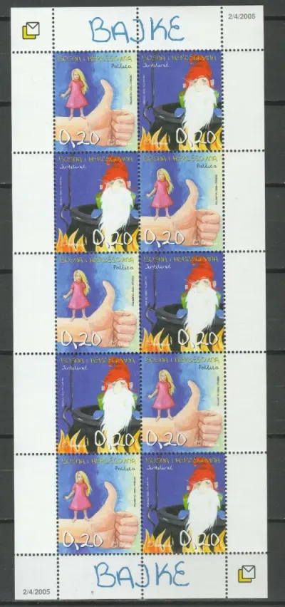 Bosnia postage stamps HP Mostar year 2005 Fairy Tales Thumbelina