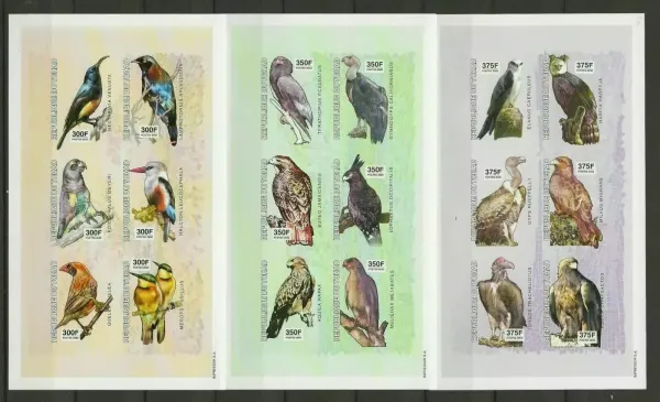 Chad postage stamps year 2002 Wildlife Fauna Birds set