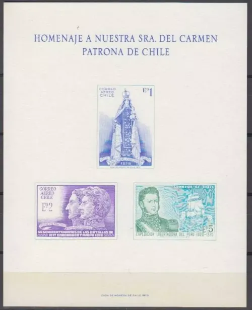 Chile postage stamps year 1970 Souvenir Carmen