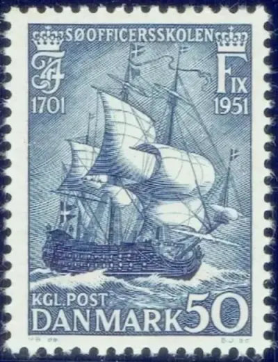 Denmark postage stamp year 1951 War Ship MNH