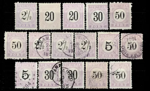 Dutch Suriname postage stamps 1880 - 1900 Porto