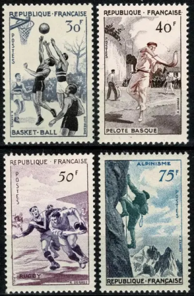 France postage stamps year 1956 Complete Sports Set