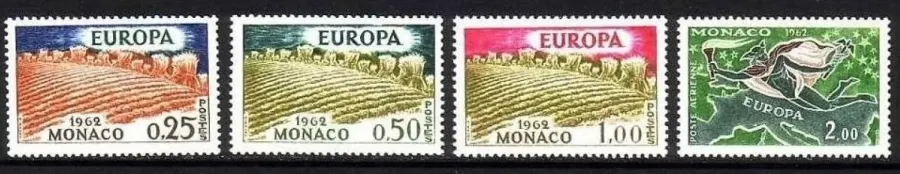 Monaco postage stamps year 1962 EUROPA Cept stamps