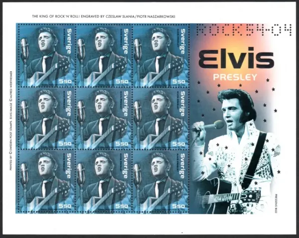 Sweden postage stamps year 2004 Elvis Presley Souvenir Sheet