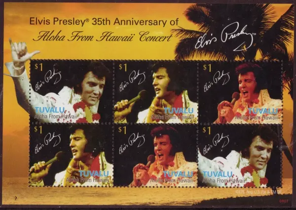 Tuvalu postage stamps year 2008 Elvis Presley Souvenir Sheet