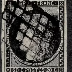 France stamp year 1849 20c Black Mi 3 Used