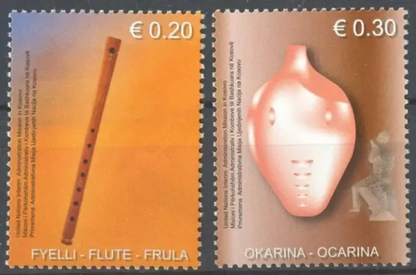 Kosovo postage stamps year 2004 woodwind instruments