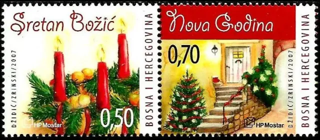 Bosnia postage stamps HP Mostar year 2007 Christmas and New Year