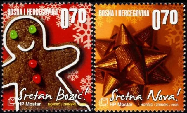 Bosnia postage stamps HP Mostar year 2008  Christmas and New Year