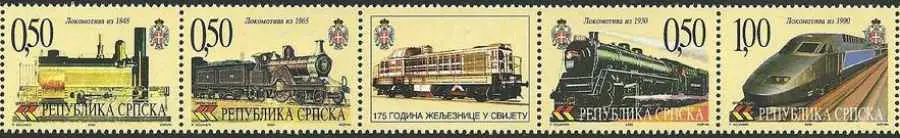 Bosnia postage stamps year 2000 Railways - Trains