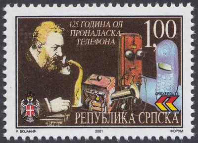 Bosnia stamp year 2001 Alexander Graham Bell, Telephone