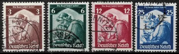 German Reich postage stamps year 1934 Saar Restoration set