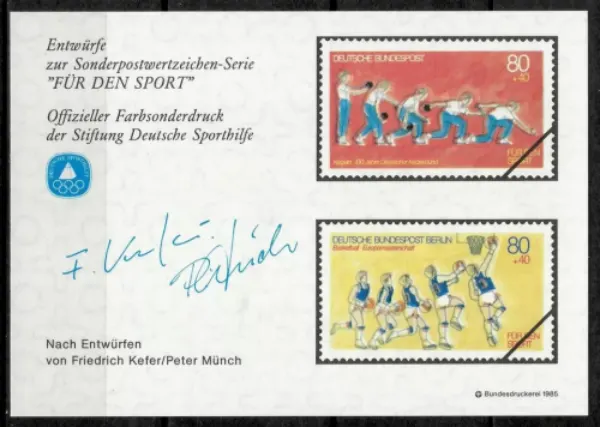 German stamps sports aid committee year 1985 Basketball and bowling