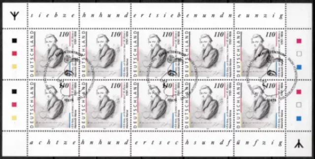 Germany postage stamps year 1997 Heinrich Heine Poet