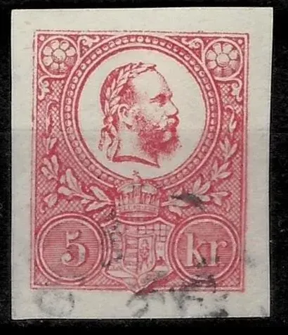 Hungary postage stamp year 1871 5 Kr. - Imperforated