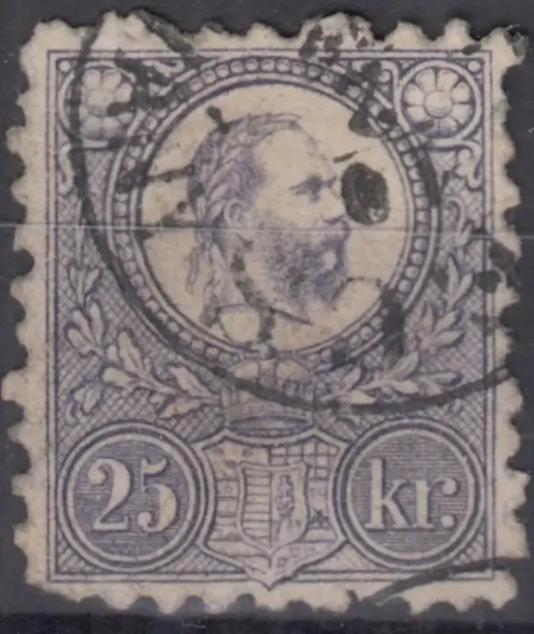 Hungary postage stamp year 1871 Franz Josef 25 Kr.