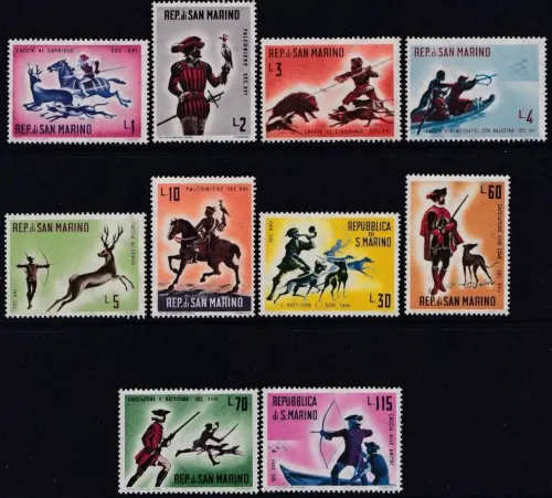 San Marino Stamps year 1961 Hunting in the 16-18th Century