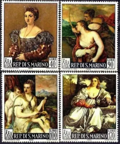 San Marino Stamps year 1966 Art - Paintings by Tiziano Vecellio