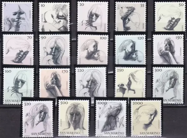 San Marino postage Stamps year 1976 Art - Civic Virtues