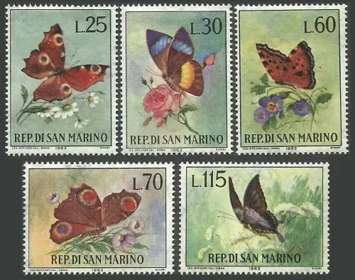 San Marino postage Stamps year 1963 Butterflies