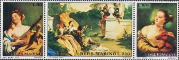 San Marino stamps year 1970 Art - Woman with Mandolin Paintings Tiepolo Music