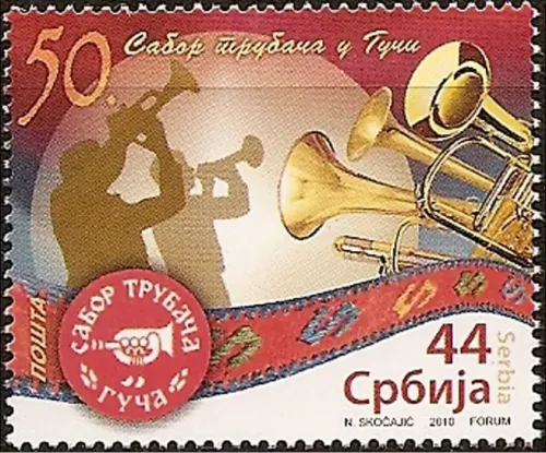 Serbia postage stamps year 2010 50th Trumpet Festival-Guca-Serbia