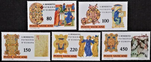 Vatican City postage stamps year 1980 Saint Benedict of Nursias