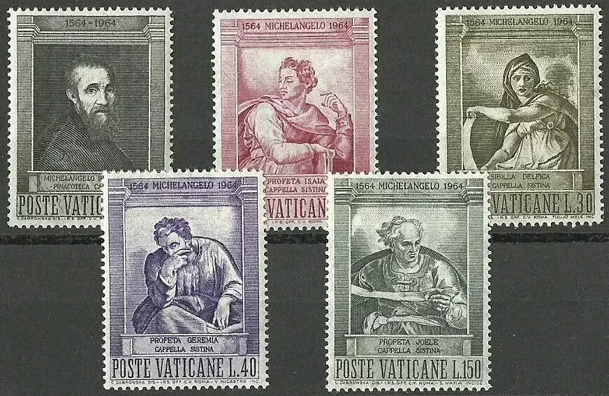 Vatican City stamps year 1964 Centenary of the death of Michelangelo Buonarroti