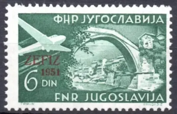 Yugoslavia postage stamp year 1951 overprinted airmail - ZEFIZ