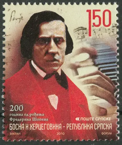 Bosnia - Serbian postage stamp year 2010 Composer Frederic Chopin
