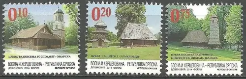 Bosnia postage stamps year 2014 Architecture - Churches set