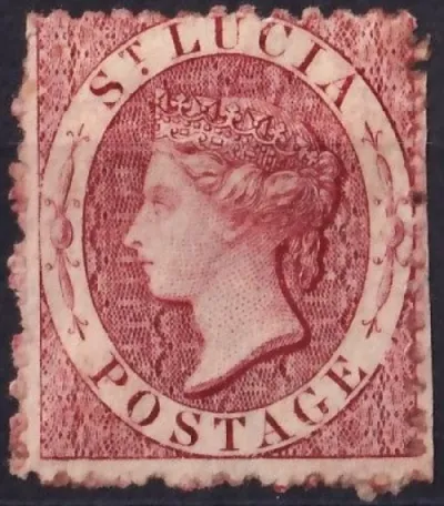 British St. Lucia stamp 1d year 1860 Queen Victoria