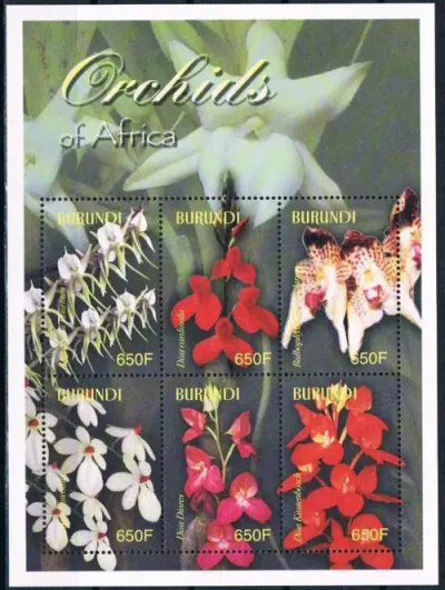 Burundi postage stamps year 2004 Flowers -Orchids of Africa