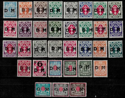 Germany Danzig postage stamps year 1921-1930 Small Arms in Octagon
