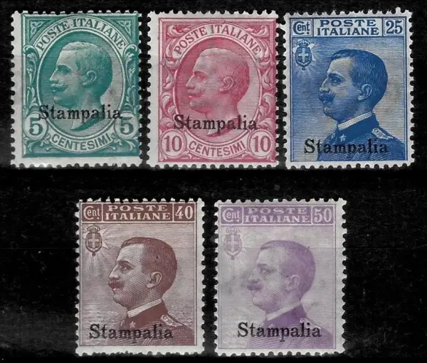 Italian Aegean Island stamps year 1912 Italian Stamps Overprinted Stampalia