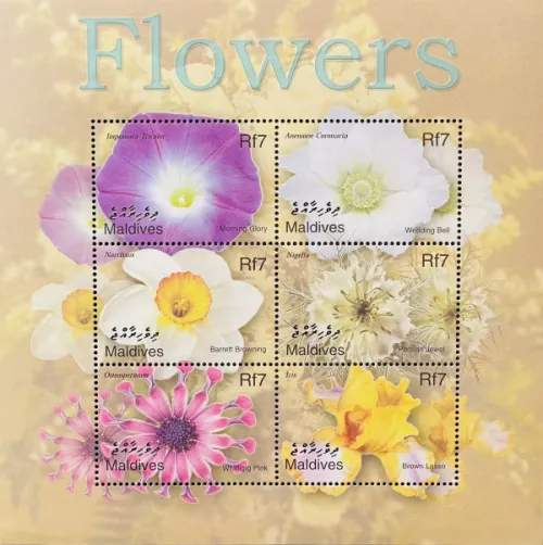 Maldives postage stamps year 2002 Orchids Flowers