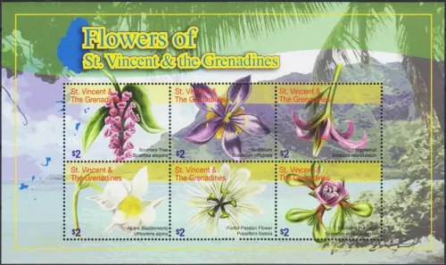 St Vincent postage stamps year 2010 Flowers Orchids MSS