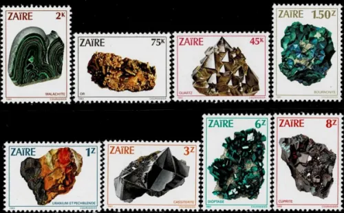 Zaire - Congo postage stamps year 1983 Minerals set