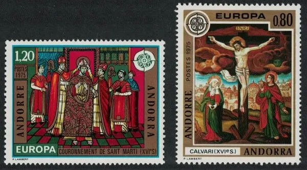 Andorra France stamps year 1975 EUROPA Stamps - Paintings