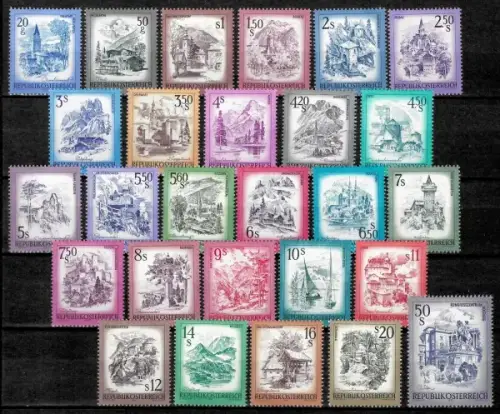 Austria postage stamps year 1973-1983 Landscapes of Austria set
